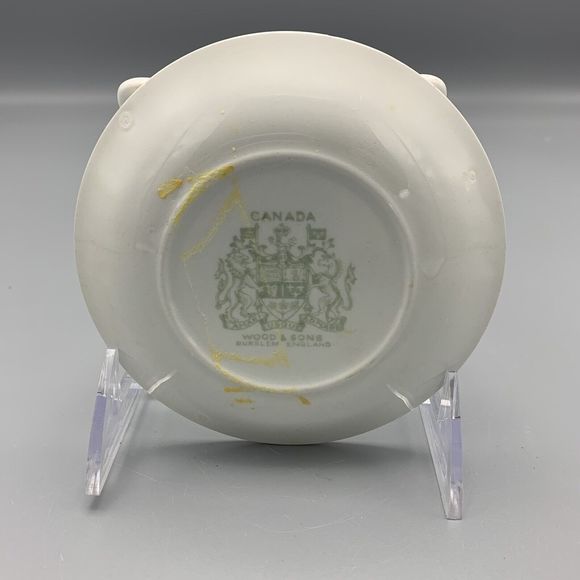 Vtg Royal Canadian Mounted Police Porcelain Trinket Plate Green Wood & Sons - Picture 5 of 8